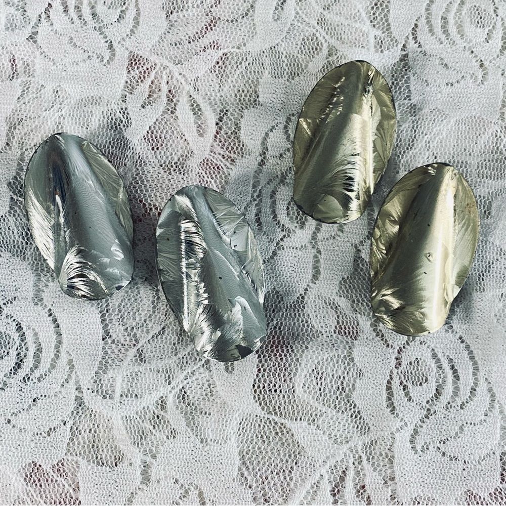 Vintage 1980s Silver and Gold Oversized Earrings 80s Glam Two Pair Lightweight
